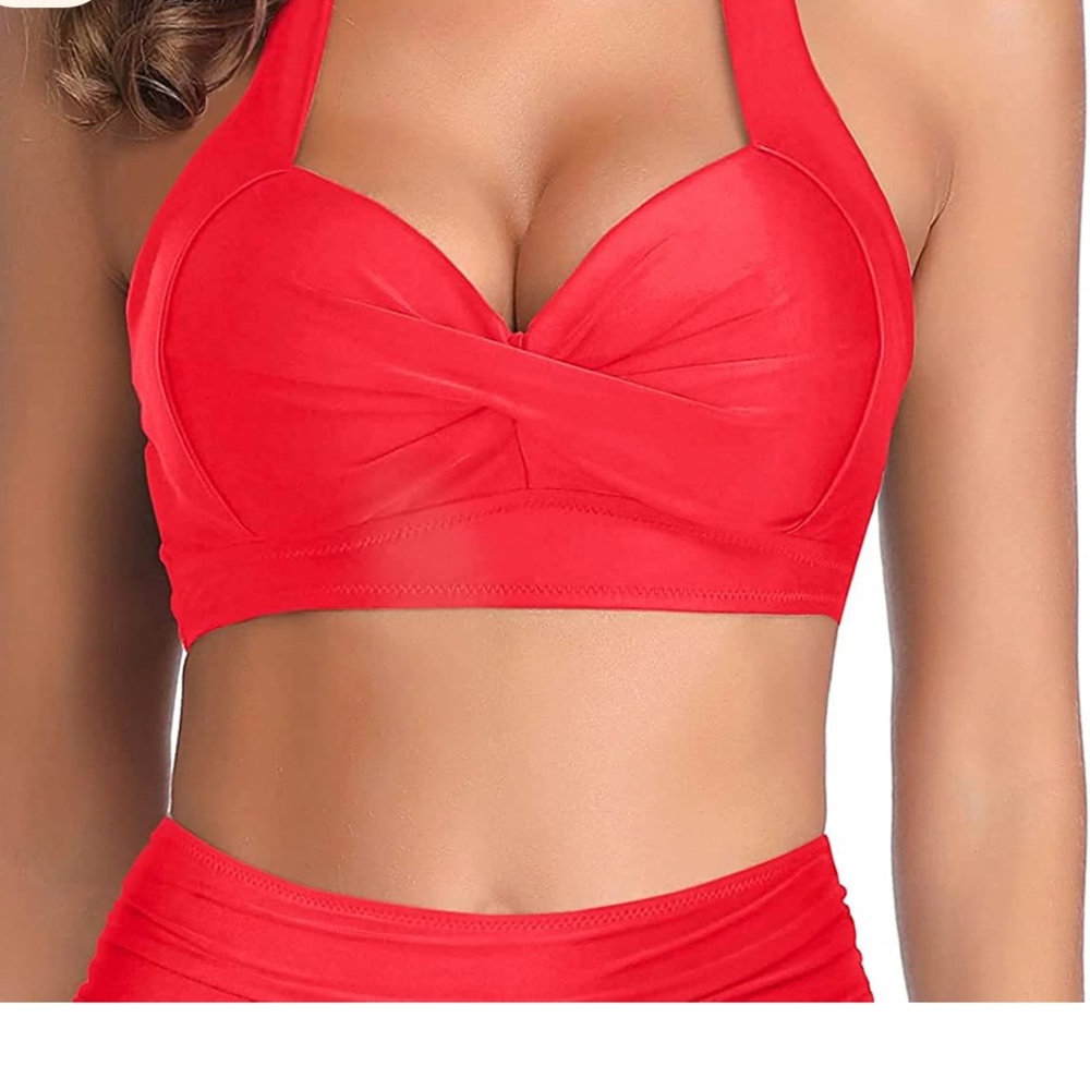 Beautiful !Push Up Swim Top ,Halter Retro Bathing Suit Top